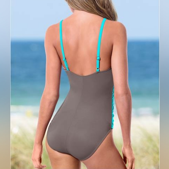 Venus one piece drape swimsuit. Size 8. - Picture 2 of 8